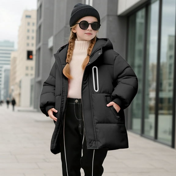 Toddler Winter Coat,Boys Puffer Coat Mid-Length Heavyweight with Hooded Windproof Warm Packable Hooded Puffer Coat Boys Coats Size 5-6 Years