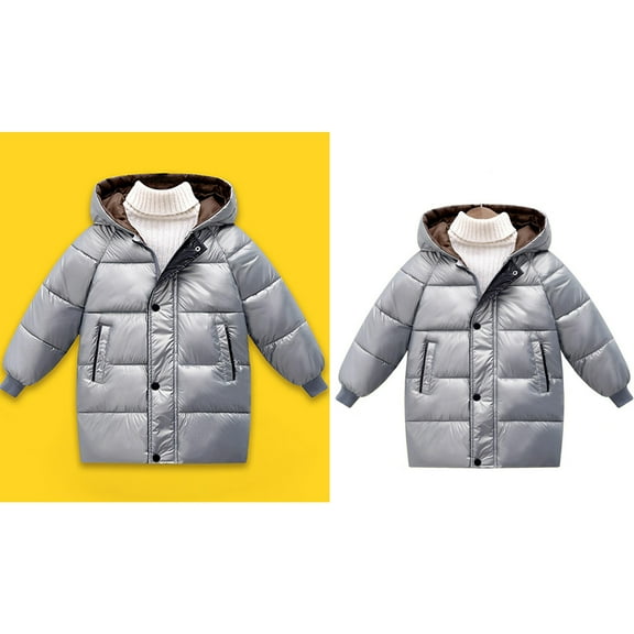 Toddler Winter Coat,Boys Puffer Coat Mid-Length with Collar Hooded Windproof Warm Child Puffer Jacket Boys Size 3-4 Years Winter Coat