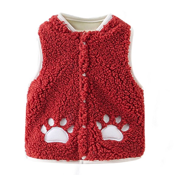 Toddler Winter Coat Fleece Button Hooded Bear Ears Warm Fuzzy Baby Kids Jacket Outerwear Sweater Winter Clothes Waistcoat Vest