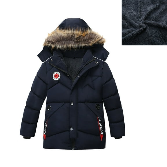 Toddler Winter Coat for Girls with Hooded Puffer Jacket Boys Blue Jacket Boys Zip up Long Sleeve Waterproof Kids Lightweight Jacket Girls Winter Coat Size 2 Years