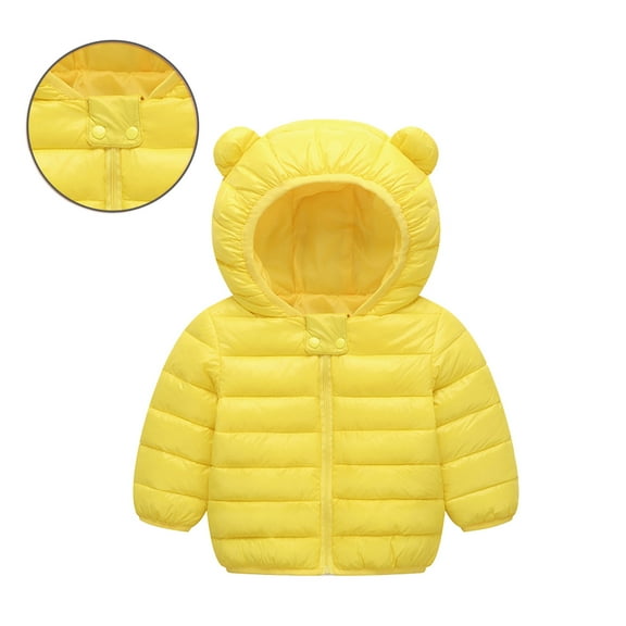 Toddler Winter Coat for Girls Puffer Jacket Boys Full-Zip Long Sleeve Kids Warm Winter Coat Outerwear Cute Bear Ear Hooded Jackets with Pockets 12-18 Months Boy Winter Clothes