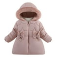 thumbnail image 1 of Toddler Winter Coat Girls Winter Coat Fleece Lined Thickened Kids Long Sleeve Hooded Jackets Coat Cotton Full Zip Hoodies Jacket Winter Down Coats Pinks 9 Months, 1 of 5