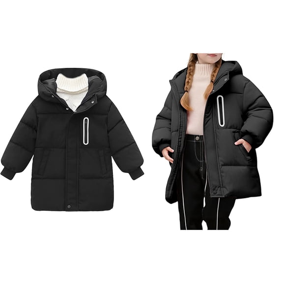 Toddler Winter Coat,Kids Puffer Coat Mid-Length Heavyweight with Hooded Windproof Warm Outwear Windbreaker Ski Jacket Boys Jackets Size 5-6 Years