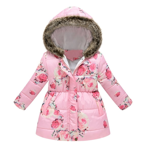 Toddler Winter Coat Kids Puffer Coat with Pocket Zipper Hooded Coat Windproof Warm Puffer Jacket Kids for Teen Girls 7-8 Years