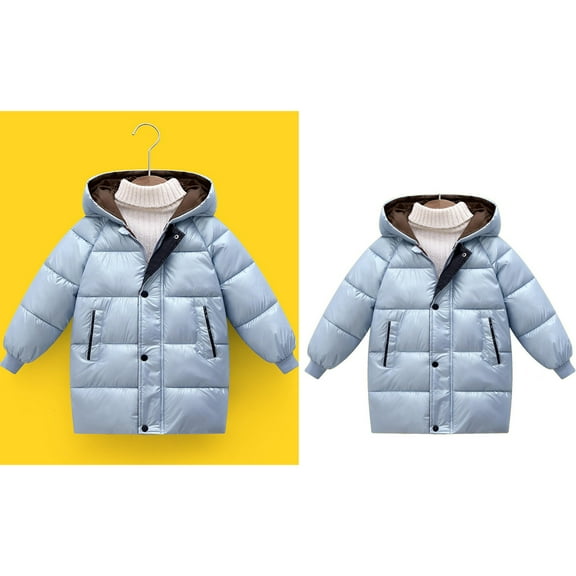 Toddler Winter Coat,Kids Puffer Jacket Mid-Length Heavyweight with Collar Hooded Warm Windproof Child Puffer Jacket Grils Winter Coats Size 4-5 Years