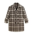 thumbnail image 1 of Toddler Winter Coat Kids Wool Double Trench Warm Plaid Peacoat Boys' Outerwear Jackets Khaki 3 Years-4 Years, 1 of 5