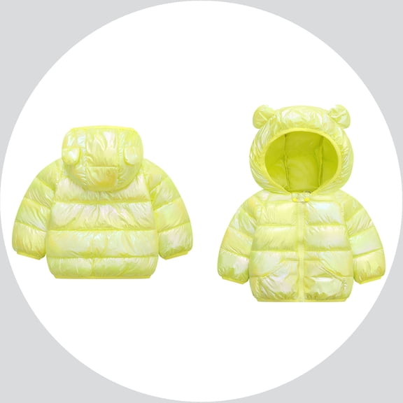 Toddler Winter Coat,Little Boys Girls Puffer Coat Baby Hoodie with Bear Ear Zipper Windproof Jacket Outwear for Baby Girls Winter Coat Little Boys Girls Clothes