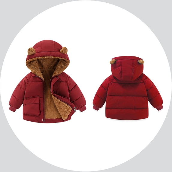 Toddler Winter Coat,Toddler Puffer Coat Cute Bear Ear Hooded Jackets with Pockets Zipper Windproof Jacket Outwear for Toddler Baby Toddler Girls Fall Jacket Baby Winter Coat