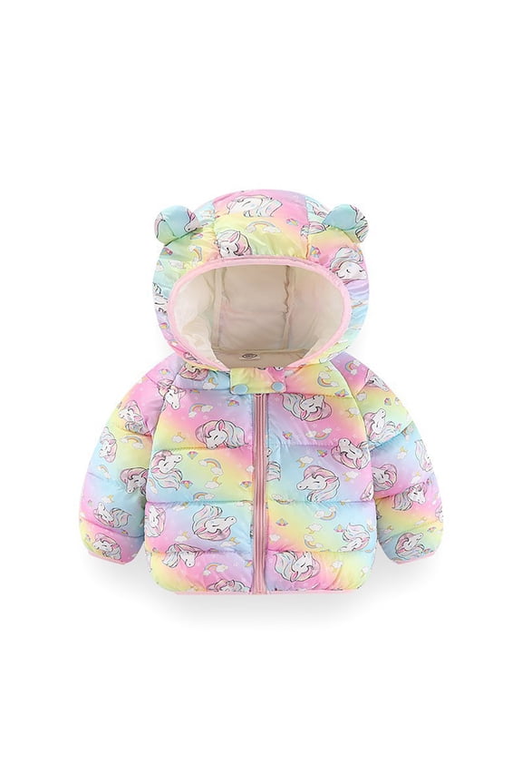 Baby Boys Winter Coat Baby Girls Puffer Coat Cute Bear Ear Hooded Jackets with Pockets Long Sleeve Light Winter Coats for Baby Warm Outerwear Baby Clothes 4-5 Years