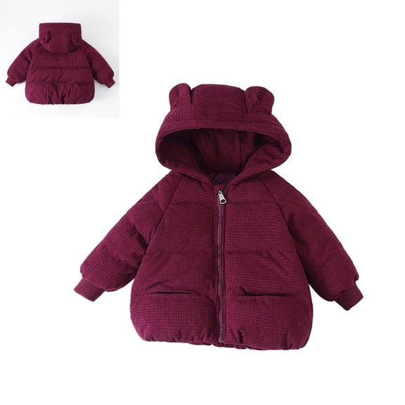 Toddler Winter Coat for Boys Kids Puffer Jacket Zip up Long Sleeve Soft Down Jacket Bear Hooded Down Jacket Toddler Girls Clothes 18-24 Months