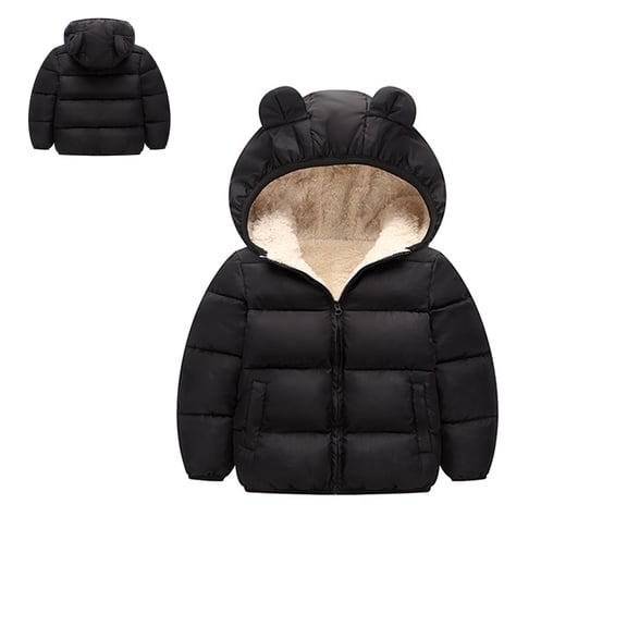 Toddler Winter Coat for Boys Puffer Jacket Kids Full-Zip Long Sleeve Windproof Down Jacket Hooded Jackets Girls Jackets Size 12-18 Months