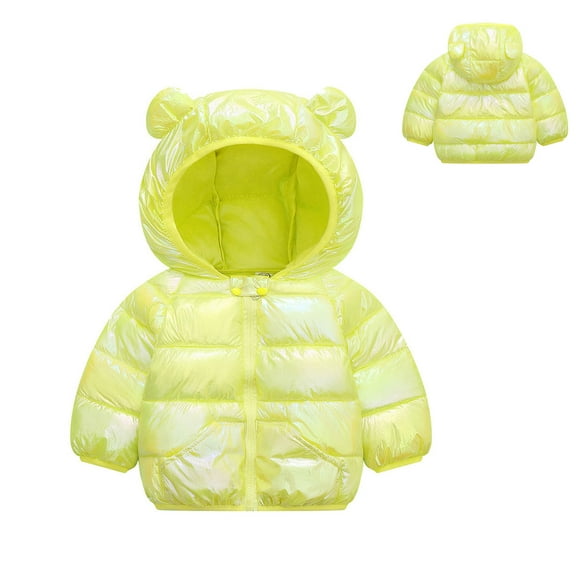 Toddler Winter Coat for Boys Puffer Jacket Zip up Long Sleeve Windproof Jacket Outwear Bear Hooded Down Jacket Girls Jackets Size 12-18 Months