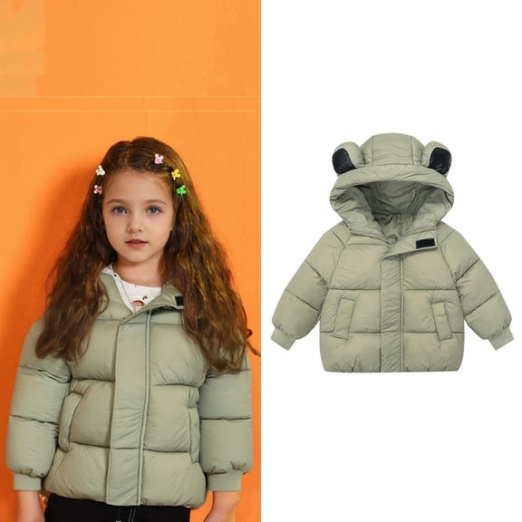 Toddler Winter Coat for Girls Boys Puffer Jacket Zip up Long Sleeve Windproof Down Jacket Hooded Down Jacket Jacket for Baby Girl 12-18 Months