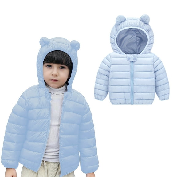 Toddler Winter Coat for Girls Boys Puffer Jacket Zipper Long Sleeve Windproof Jacket Outwear Hooded Jackets 2-3 Years Boys Jacket