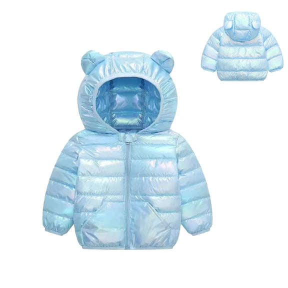 Toddler Winter Coat for Girls Puffer Jacket Boys Zip up Long Sleeve Windproof Jacket Outwear Warm Bear Hooded Outdoor Coats 12-18 Months Boys Jacket
