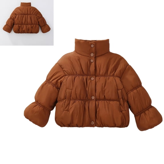 Toddler Winter Coat for Girls Puffer Jacket Kids Full-Zip Long Sleeve Kids Warm Winter Coat Outerwear Jackets Winter Jacket for Girls 12-18 Months