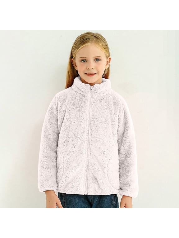 Toddler Winter Coats 3T Toddler Girls Boys Fleece Jacket Kids Polar Fleece Zipper Jacket Soft Fall Winter Warm Outerwear With Pockets 2-8Y