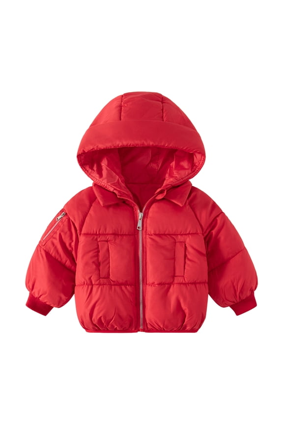 Toddler Winter Coats for Boys,Boys Puffer Coat with Pocket Zip up Hooded Coat Solid Color Long Sleeve Winter Down Coat Boys Size 2-3 Years Winter Coat