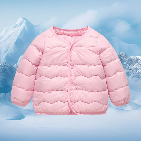 Toddler Winter Coats For Girls,Kids Puffer Coat With Pocket Zipper Pink Puffer Long Sleeve Windproof Winter Thicken Coat Boys Coats Size 12-18 Months