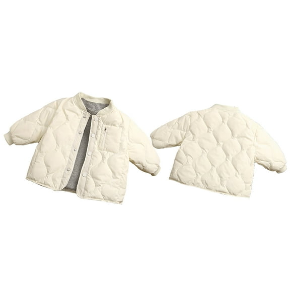 Toddler Winter Coats for Girls,Puffer Coat Boys with Pocket Button Down Girls White Jacket Windproof Warm Winter Thicken Coat Grils Winter Coats Size 2-3 Years
