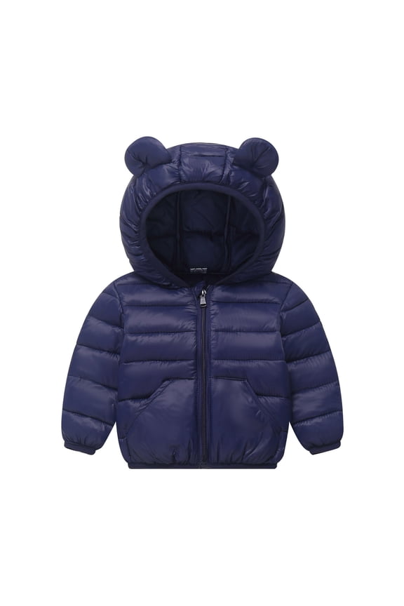 Toddler Winter Coats Hooded Infants Jacket Thickened Jacket for Baby Girls Boys Navy 7-8 Years