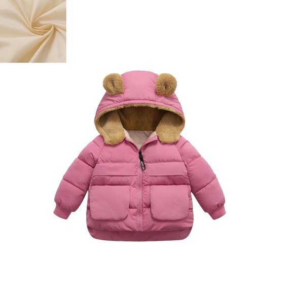 Toddler Winter Coats for Kids Kids Puffer Jacket Zip up Long Sleeve Windproof Jacket Outwear Bear Hooded Down Jacket Winter Clothes 12-18 Months