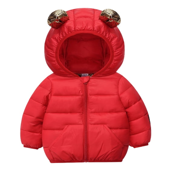Toddler Winter Coats Puffer Padded Jacket Baby Boys Girls Bear Hoods Down Jacket Light Weight Infant Outerwear 1-6 Years