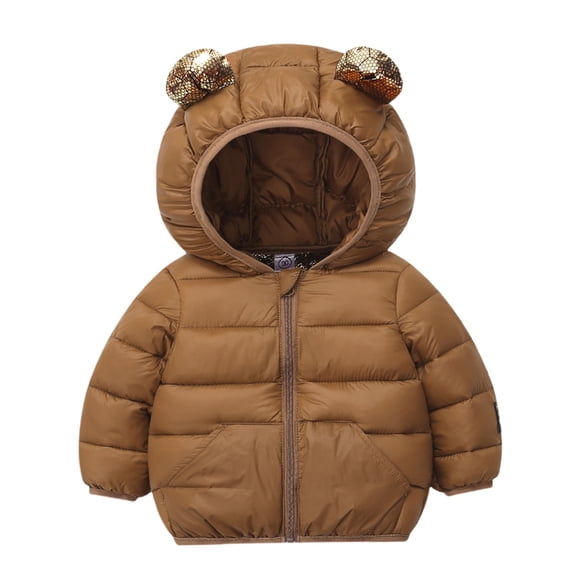 Toddler Winter Coats Puffer Padded Jacket Baby Boys Girls Bear Hoods Down Jacket Light Weight Infant Outerwear 1-6 Years