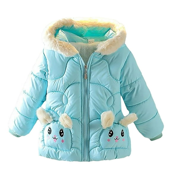 Toddler Winter Coats 𝐅aux Fu𝐫 Hooded Baby Sherp𝐚 𝐅𝐥eece Lined Puffer Jacket Thickened Warm Coat for Baby Girls Cotton Padded Jacket Teen Girl Winter Jackets