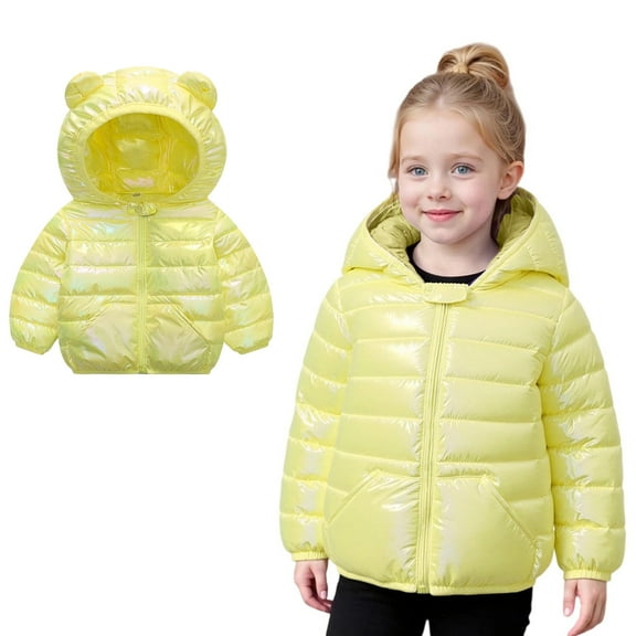 Toddler Winter Coats for Kids Puffer Jacket Zip up Long Sleeve Kids Warm Winter Coat Outerwear Hooded Jackets Baby Boy Winter Jacket 2-3 Years