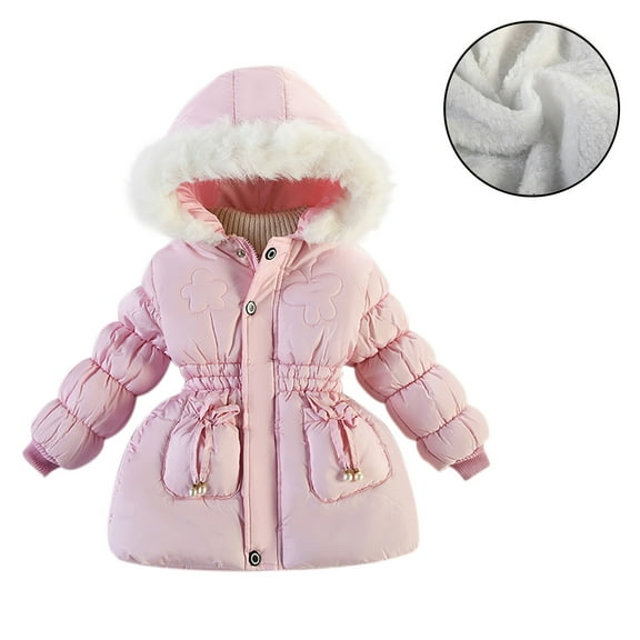 Toddler Winter Coats for Kids Puffer Jacket Zip up Long Sleeve Windproof Jacket Outwear Hooded Jackets Girls Winter Coats Size 18-24 Months