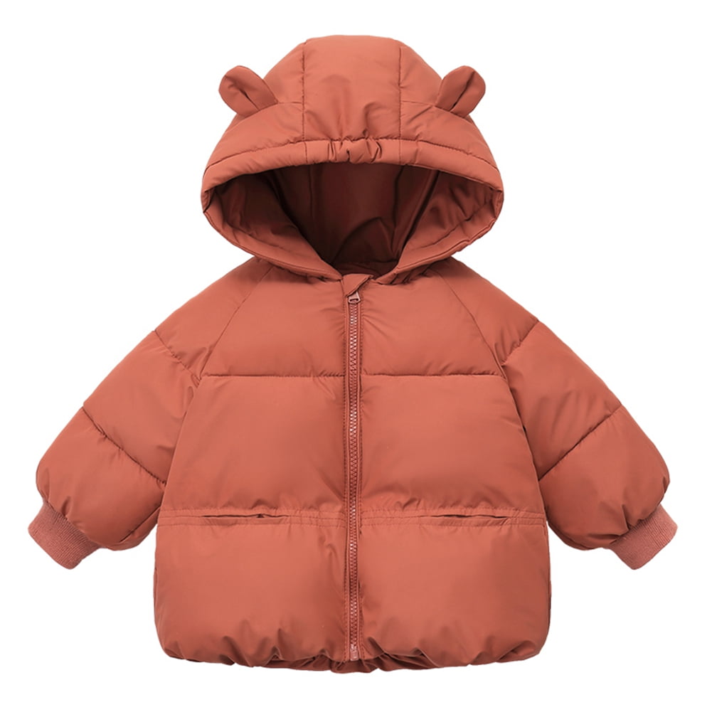Toddler Winter Coats with Hooded Zipper Windproof Light Puffer Jacket