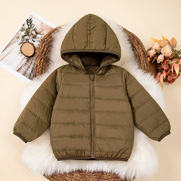Toddler Winter Down Coat Hooded Jacket Zipper Up Winter Coats Toddler Jacket 12-18 Months