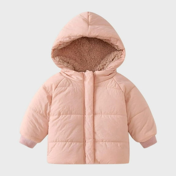Toddler Winter Down Coat with Hoods Thicken Windproof Zipper Warm Puffer Padded Coat Toddler Girl Clothes Winter 12-18 Months