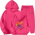 thumbnail image 1 of Toddler Winter Girls Outfits Set Tracksuit With Print Hoodie Joggers Warm Kids, 1 of 4