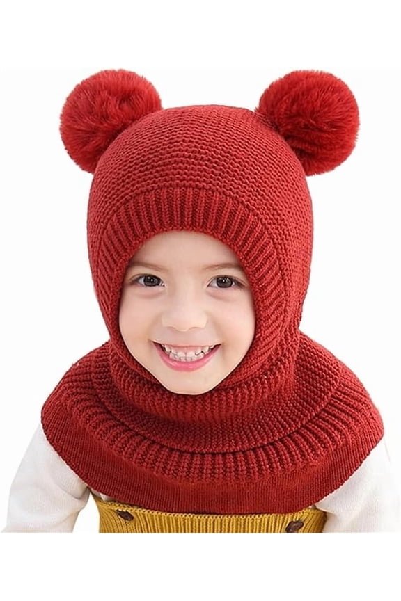 Toddler Winter Hat Baby Balaclava 2 In 1 Toddler Ski Mask Fleece Lined Beaniess with Face Mask Cute Beaniess Cap for Kids
