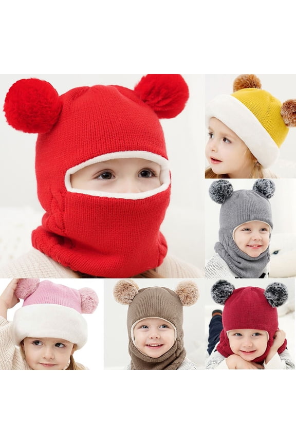 Toddler Winter Hat Scarf Earflap Set 2 in 1 Children Soft Warm Knit Hat Cap for Cold Weather Kids Beanie Balaclave