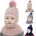 thumbnail image 1 of Toddler Winter Hat Scarf Set 2 in 1 Toddler Warm Windproof Lined Knitted Beanie with Neck for Cold Weather Toddler Beanie, 1 of 8