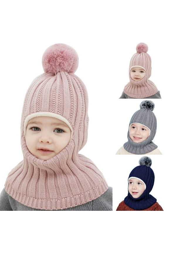 Toddler Winter Hat Scarf Set 2 in 1 Toddler Warm Windproof Lined Knitted Beanie with Neck for Cold Weather Toddler Beanie
