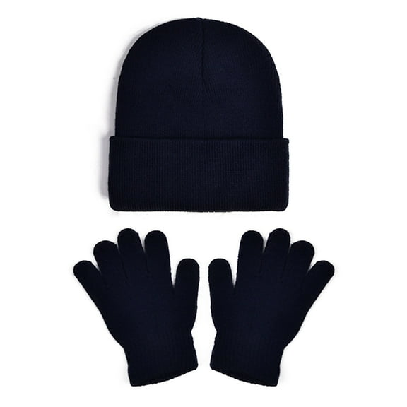 Toddler Winter Hat,Soft Kids Winter Hat With Mittens for Boys Girls Toddler Youth Cold Weather Lined Cap And,Kids Winter Hat,Navy,2-8 Years