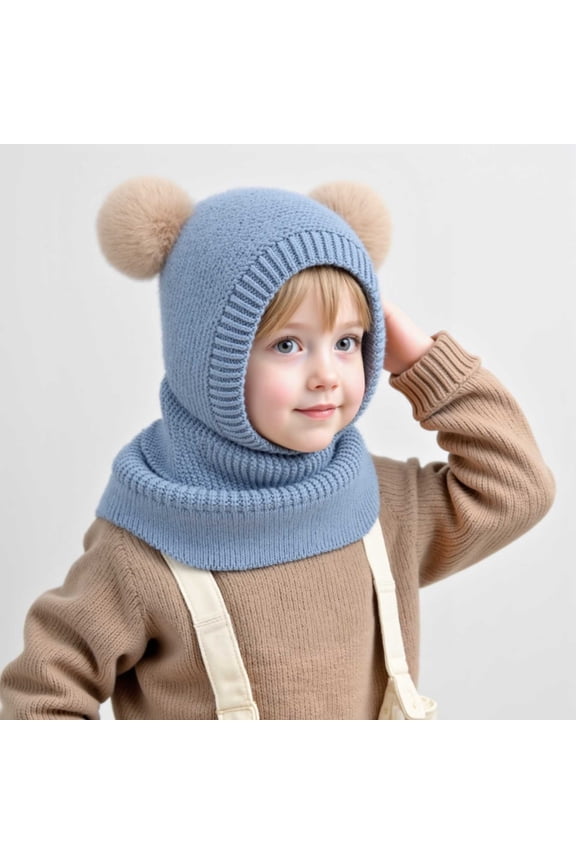 Toddler Winter Hat and Face Mask 2-in-1 Fleece Lined Balaclava with Ear Flaps for Cold Weather