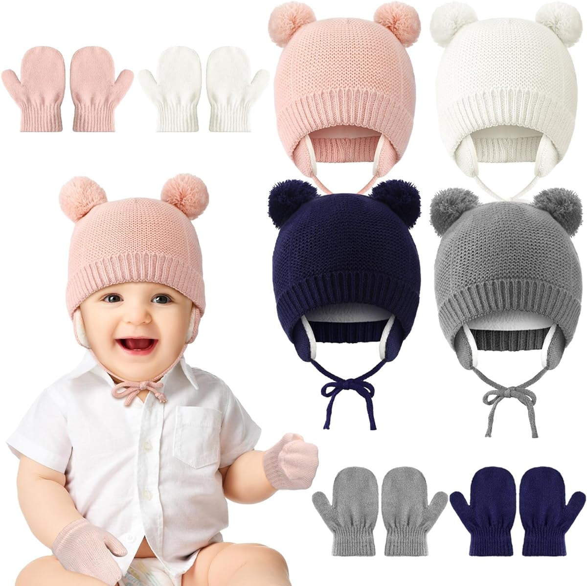 Toddler girl hat store and mittens set