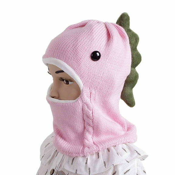 Toddler Winter Hats Balaclava 2 in 1 Hat Scarf Cute Fleece Lined Knitted Beanies with Face Mask, Earflaps Thermal Skull Cap for Youth Boys Girls
