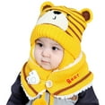 thumbnail image 1 of Toddler Winter Hats Boys, Baby Boy Girl Winter Hat Toddler Bear Ear Cap Beaniess Hat With Scarf Fleece Lined Knitted Cap Neckwarmer for Kids 2 Pieces 4-Yellow, 1 of 4