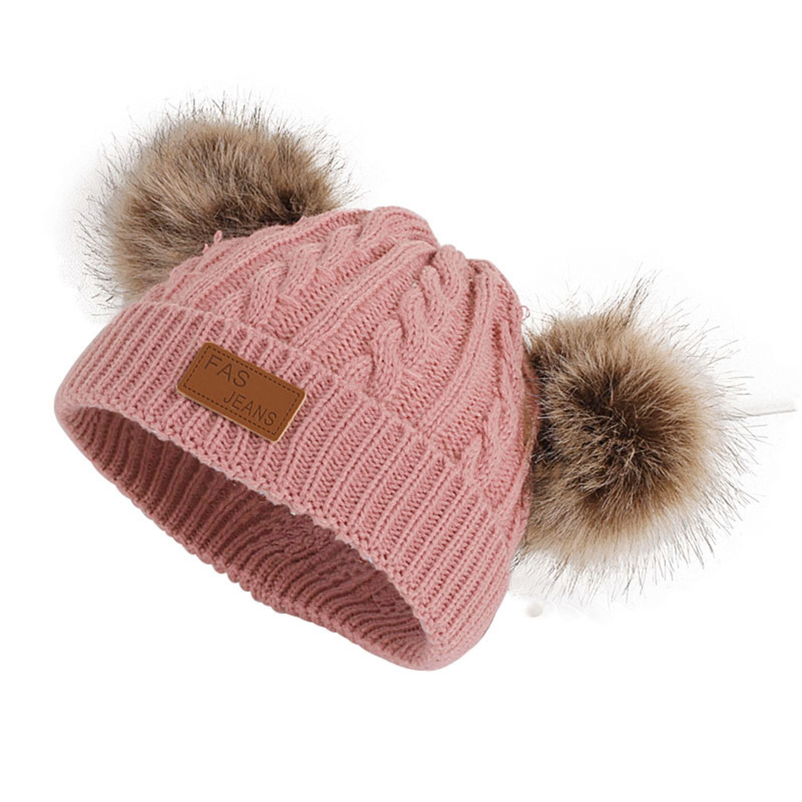 Toddler Winter Hats For Baby Girl Boy Knitted Warm Skiing Caps Pompom