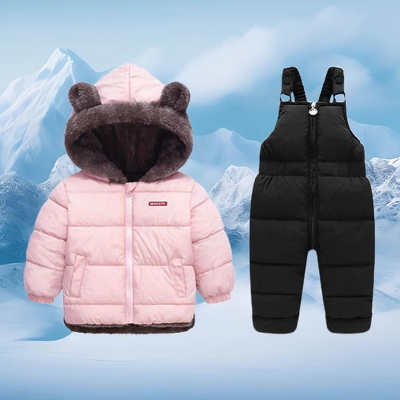 Toddler Winter Hooded Snowsuit Set – Comfortable Insulated Overall Outfit for Ages 18M-6Y, Versatile Cold Weather Playwear for Skiing Daily Outdoor