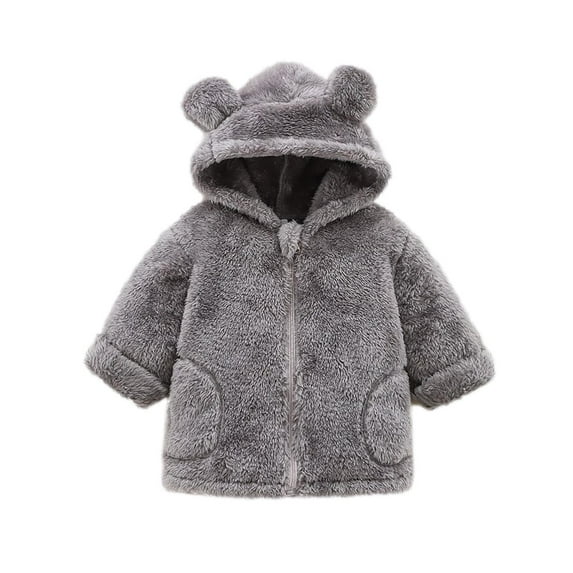 Toddler Winter Jacket Baby Girls Boys Cute Hoodies Coat Printed Scarf Pocket Cloak Jacket Infant Thick Warm Clothes (2-3 Years, Gray)