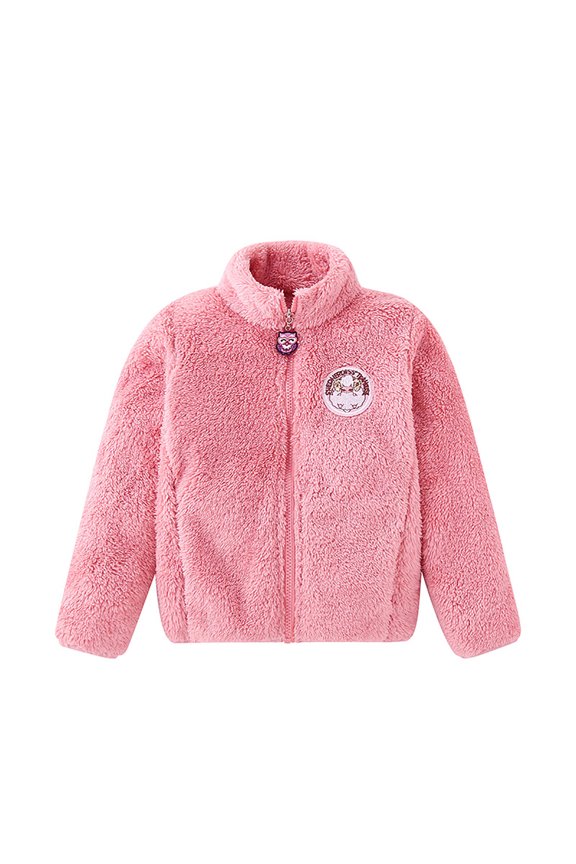 Toddler Winter Jacket Boys Girls Fleece Hooded Zipper Coat Windproof Warm Outerwear Soft Coral Fleece Solid Color Long Sleeve Kids Clothing for Daily Outdoor Toddler Jacket