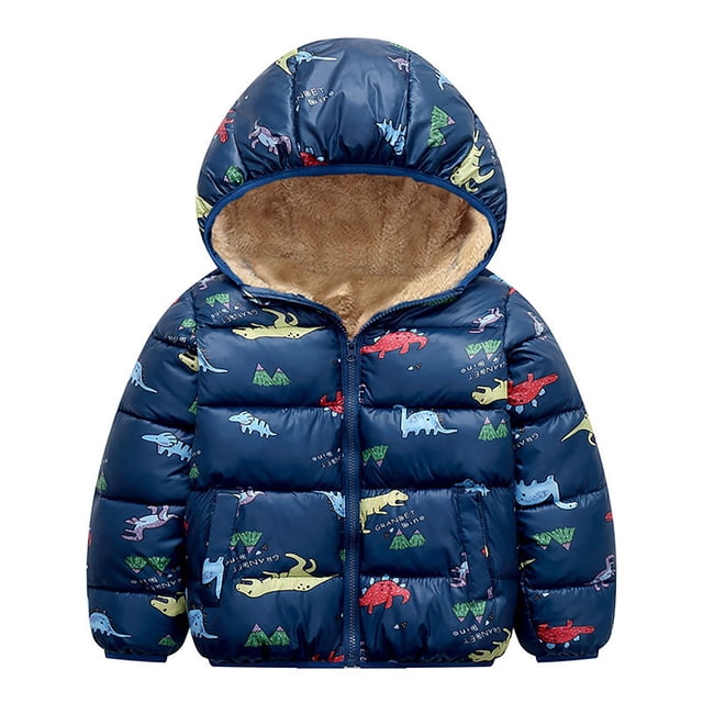 Toddler Winter Jackets with Hooded Cotton Warm Lined Coat Baby Boys Girls Windproof Thick Outwear Dinosaur Clothes