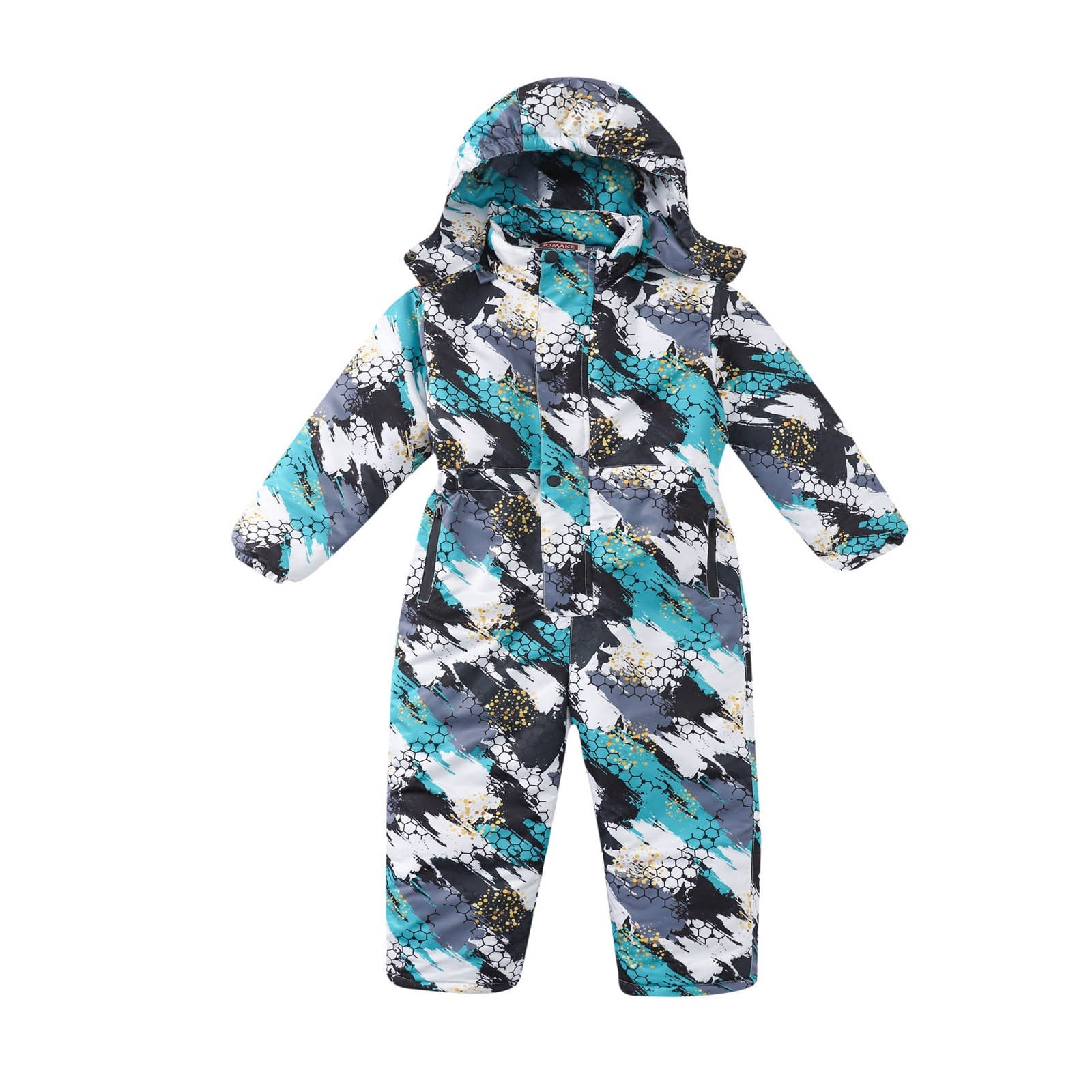 Toddler Winter Jumpsuit Boys Girls Cute Down Coat Puffer Hooded Snowsuit Romper Baby Warm Long Sleeve Onesies, Black, 6 Years